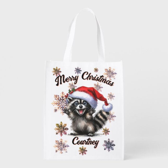 Merry Christmas Raccoon Bag (Back)