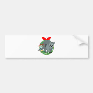 merry christmas raccoon bumper sticker