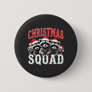 Merry Christmas Raccoon Santa Hat Lovers  Button