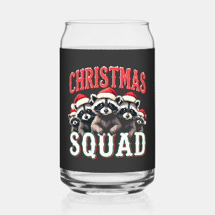 Merry Christmas Raccoon Santa Hat Lovers Can Glass