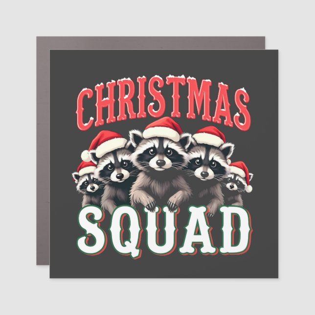 Merry Christmas Raccoon Santa Hat Lovers  Car Magnet (Front)