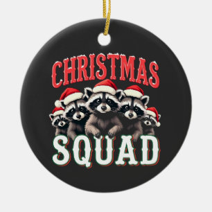 Merry Christmas Raccoon Santa Hat Lovers  Ceramic Ornament