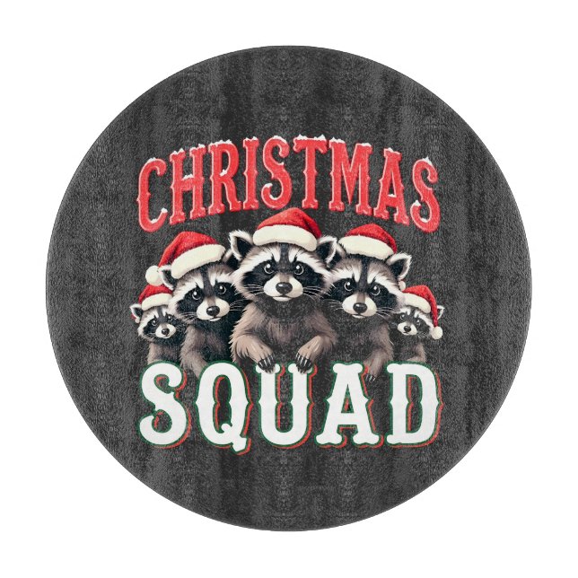 Merry Christmas Raccoon Santa Hat Lovers  Cutting Board (Front)