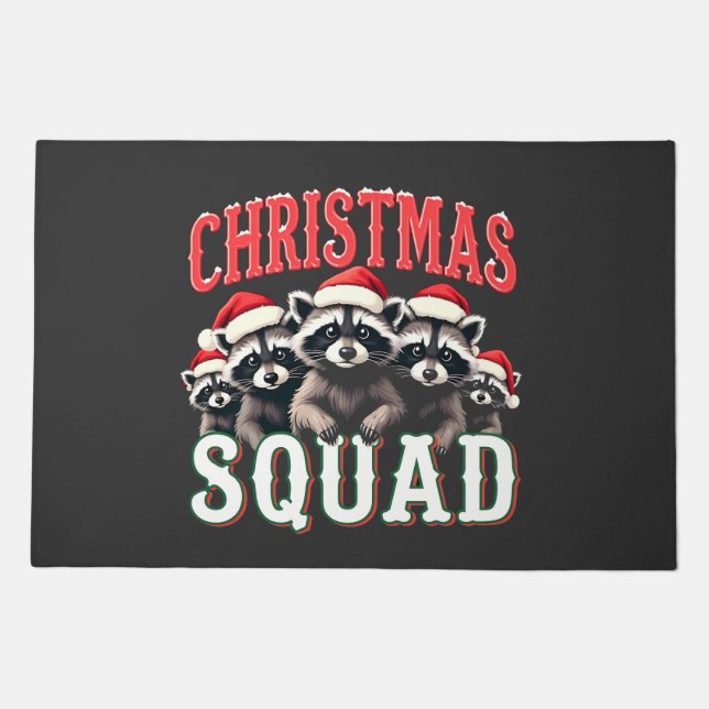 Merry Christmas Raccoon Santa Hat Lovers  Doormat (Front)