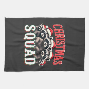 Merry Christmas Raccoon Santa Hat Lovers Kitchen Towel