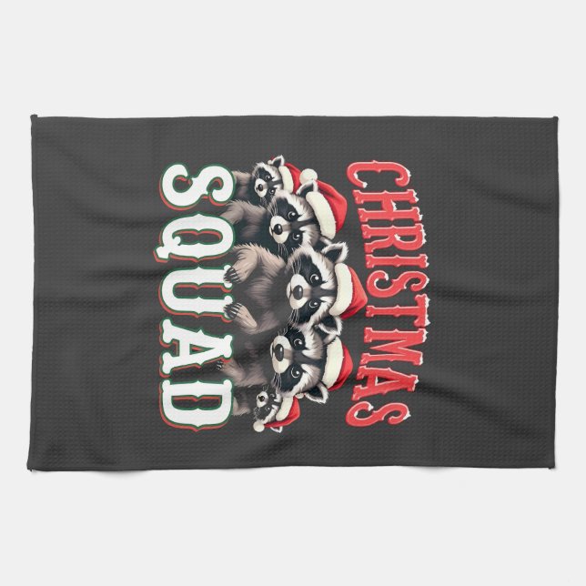 Merry Christmas Raccoon Santa Hat Lovers  Kitchen Towel (Horizontal)