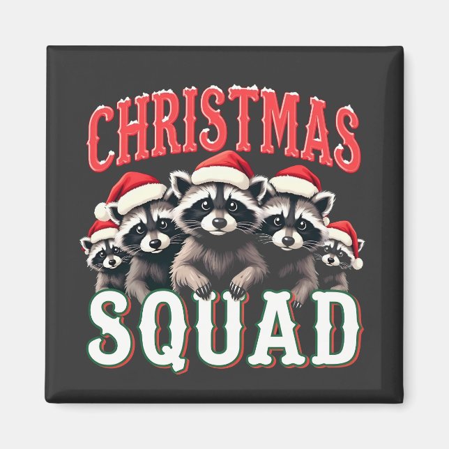 Merry Christmas Raccoon Santa Hat Lovers  Magnet (Front)