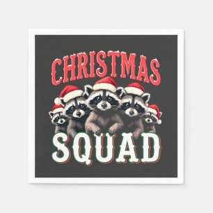 Merry Christmas Raccoon Santa Hat Lovers  Napkins