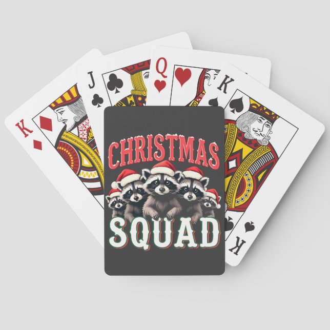 Merry Christmas Raccoon Santa Hat Lovers  Poker Cards (Back)