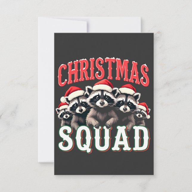 Merry Christmas Raccoon Santa Hat Lovers  Thank You Card (Front)