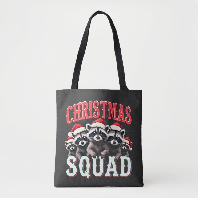 Merry Christmas Raccoon Santa Hat Lovers  Tote Bag (Front)