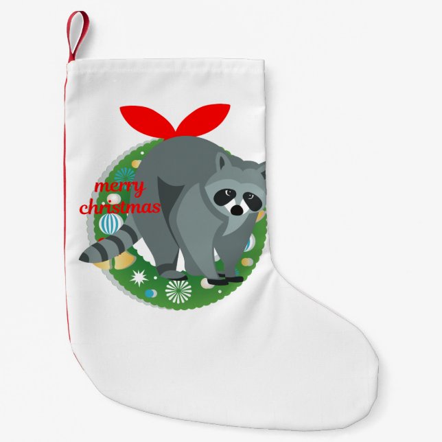 merry christmas raccoon stocking (Front)