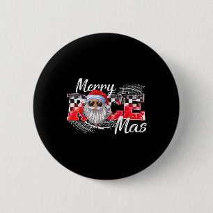 Merry Christmas Race Car Xmas Racing Santa Claus P Button