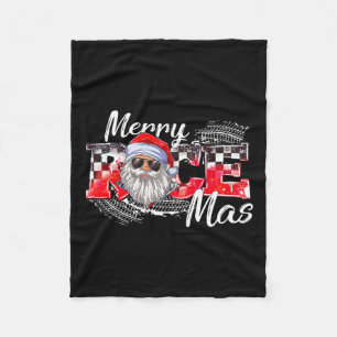 Merry Christmas Race Car Xmas Racing Santa Claus P Fleece Blanket