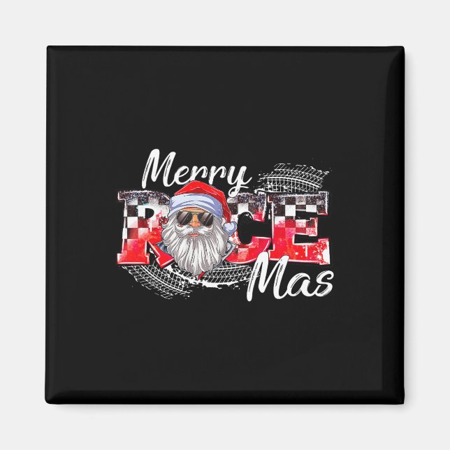 Merry Christmas Race Car Xmas Racing Santa Claus P Magnet (Front)