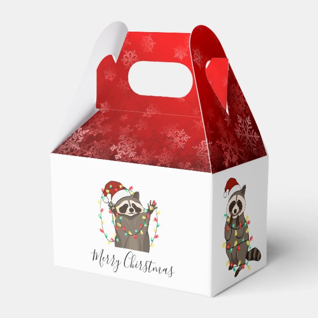 Merry Christmas Racoon Favor Box (Front Side)