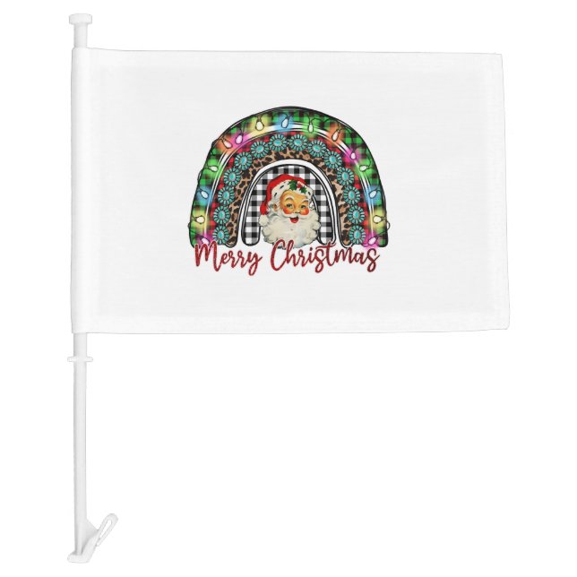 Merry Christmas Rainbow  Car Flag (Front)