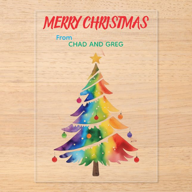 Merry christmas rainbow card personalize acrylic invitations (Front)
