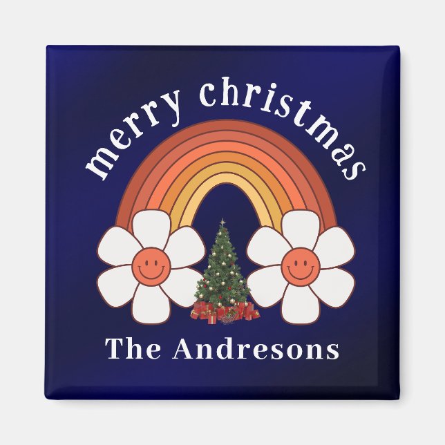 Merry Christmas Rainbow Personalized  Magnet (Front)