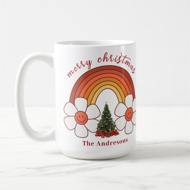 Merry Christmas Rainbow Personalized Mug (Left)