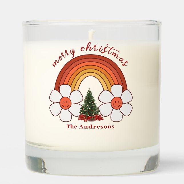 Merry Christmas Rainbow Personalized Scented Candle (Front)