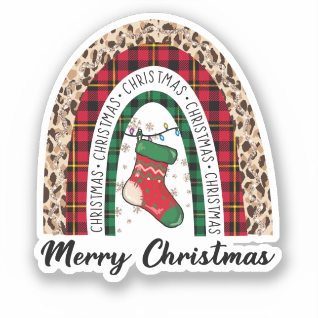 Merry Christmas Rainbow Sticker (Front)