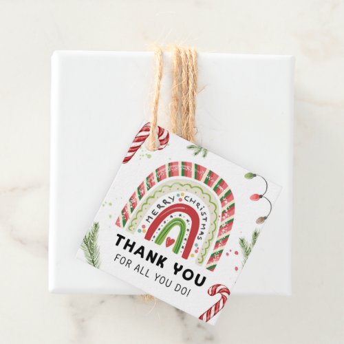 Merry Christmas Rainbow Thank You Favor Tags