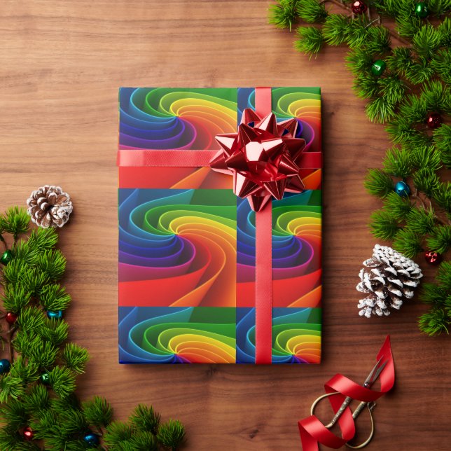 MERRY CHRISTMAS RAINBOW  WRAPPING PAPER (Holiday Gift)