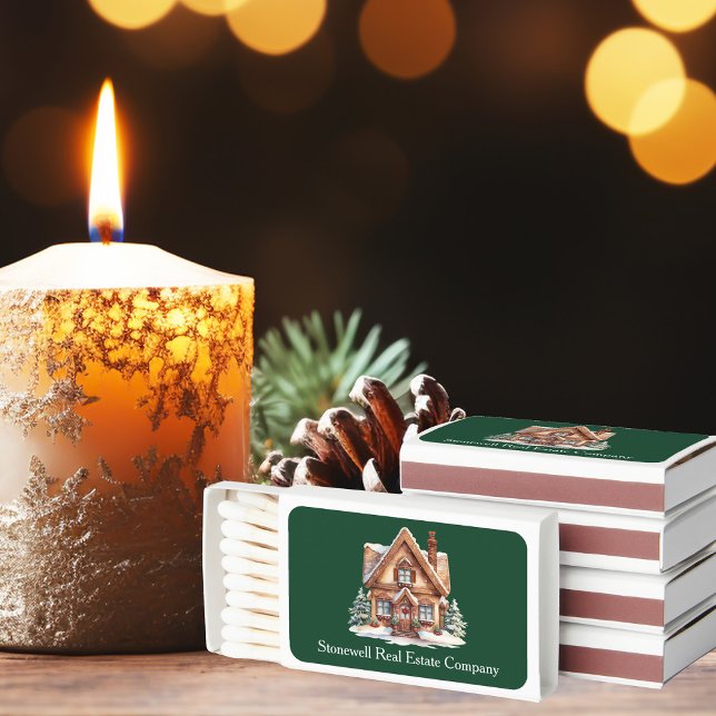 Merry Christmas Real Estate Company Green Party Matchboxes (Creator Uploaded)