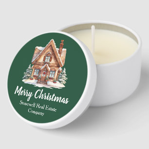 Merry Christmas Real Estate Company Green Party Mini Candle Favors