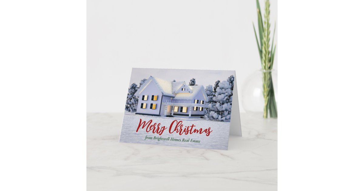 Merry Christmas Real Estate Company Winter House Holiday Card Zazzle