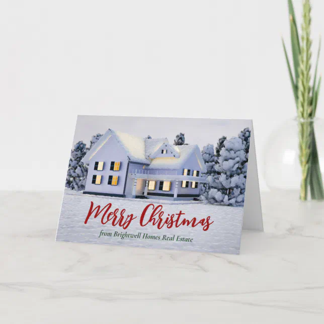 Merry Christmas Real Estate Company Winter House Holiday Card Zazzle