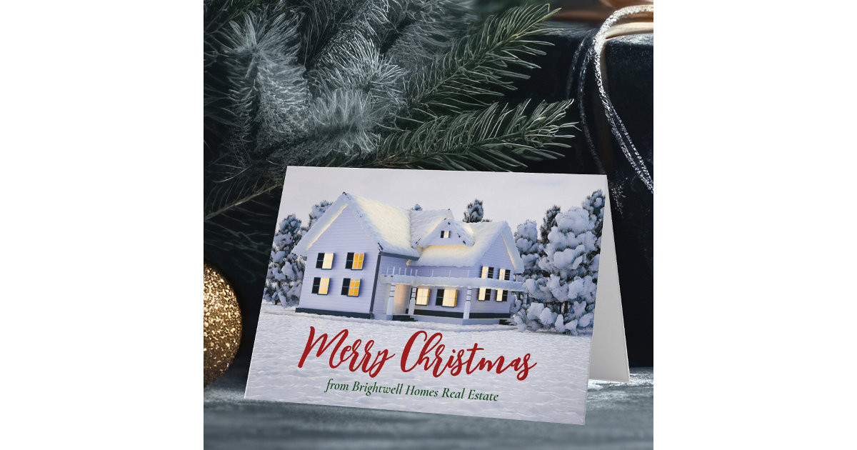 Merry Christmas Real Estate Company Winter House Holiday Card Zazzle