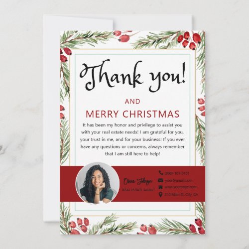 Merry Christmas Real Estate Photo Thank you Card