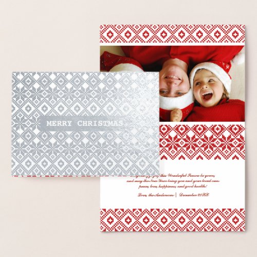 Merry Christmas Real Foil Luxury Custom Photo Card