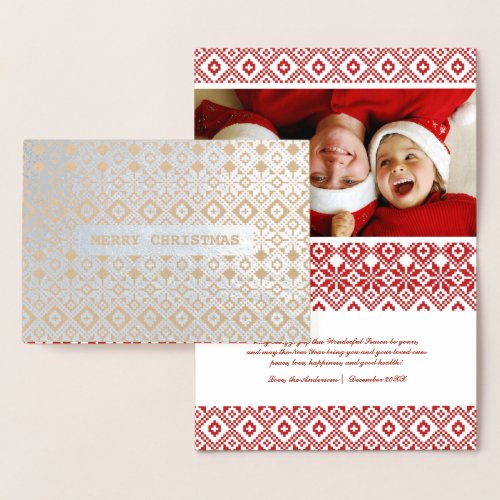 Merry Christmas Real Foil Luxury Custom Photo Card