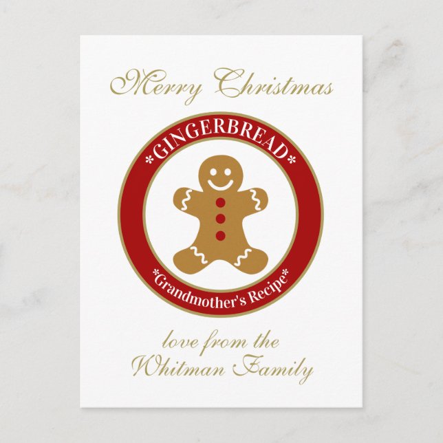 Merry Christmas Recipe Holiday Postcard (Front)