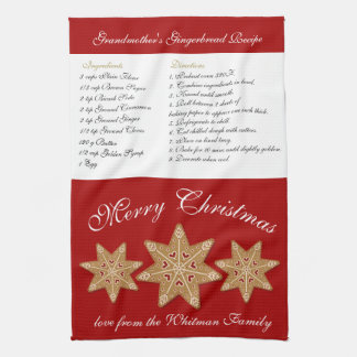 Merry Christmas Recipe Red Kitchen Towel