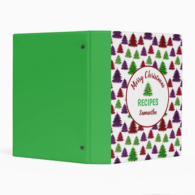 Merry Christmas Recipes Leopard Print Trees Name  Mini Binder (Background)