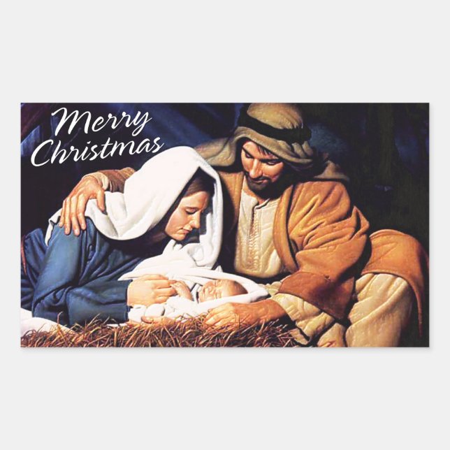 Merry Christmas Rectangular Sticker (Front)