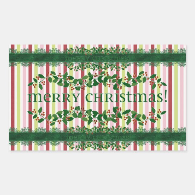 Merry Christmas Rectangular Sticker (Front)