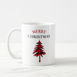 Merry Christmas Red and Black Buffalo Plaid Coffee Mug