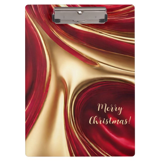 Merry Christmas-Red and Gold- Clipboard (Front)