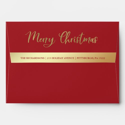 Merry Christmas Red and Gold  Elegant Typography Envelope