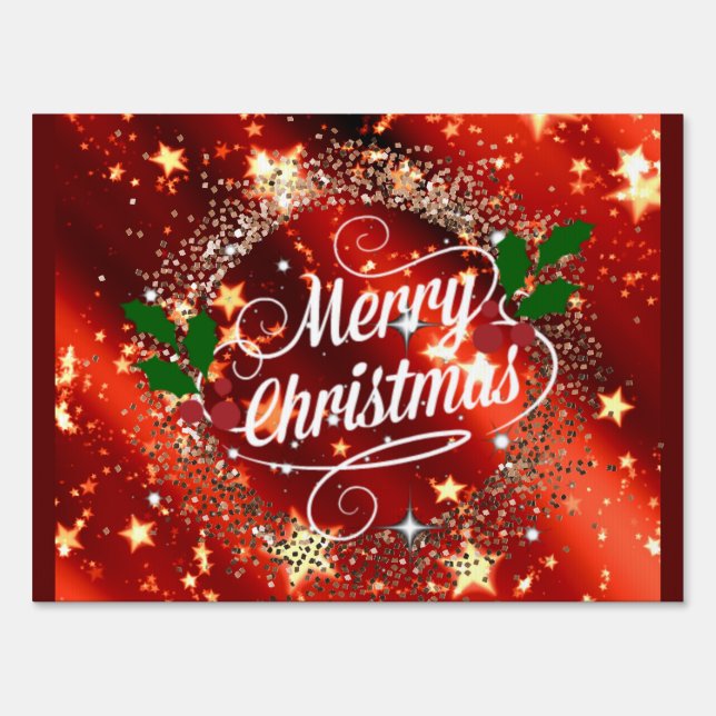 Merry Christmas, Red and Gold popular design, Sign (Front)