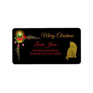 Merry Christmas Red And Gold Return Address Label