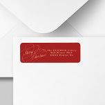 Merry Christmas red and gold return address  Label<br><div class="desc">Chic calligraphy script Merry Christmas elegant red gold return address label.</div>