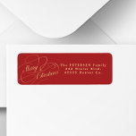 Merry Christmas red and gold return address  Label<br><div class="desc">Chic calligraphy script Merry Christmas elegant red gold return address label.</div>