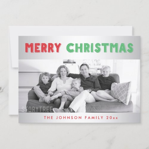 Merry Christmas Red And Green Family Photo Cards