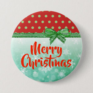 Merry Christmas Red and Green Holiday Button